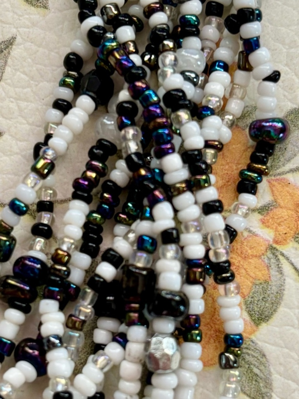 Premiere Design Vintage Strand Beaded Necklace-bluish reflected in light